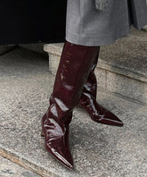 Mulberry Kunstleder Splicing Fashion Stiefel Spitzschuh